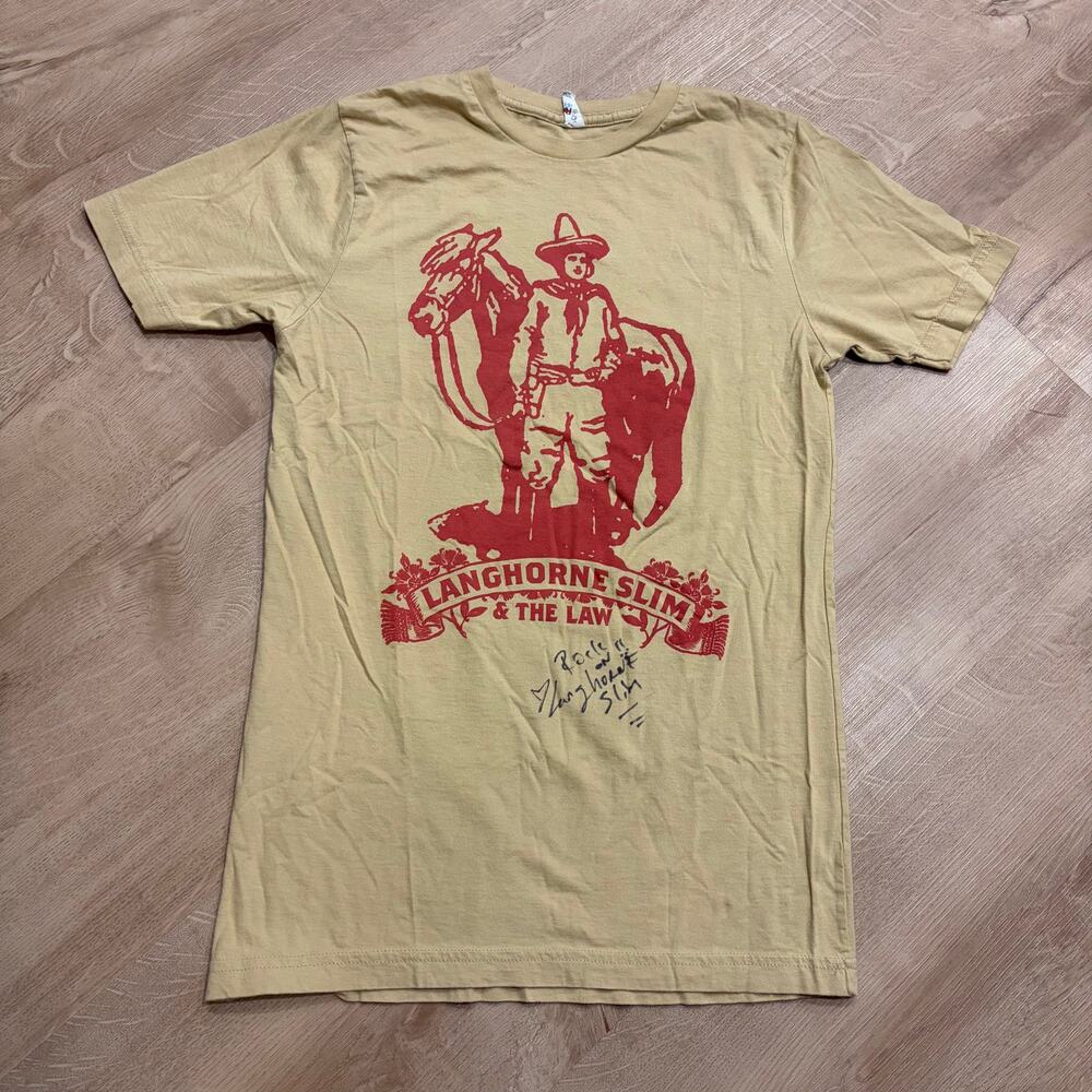 Langhorne Slim & The Law Tour Band Tee T-Shirt Men's Small S Signed Rock n Roll